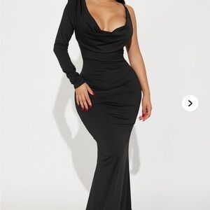 Fashion Nova Elegant Black One-Shoulder Dress